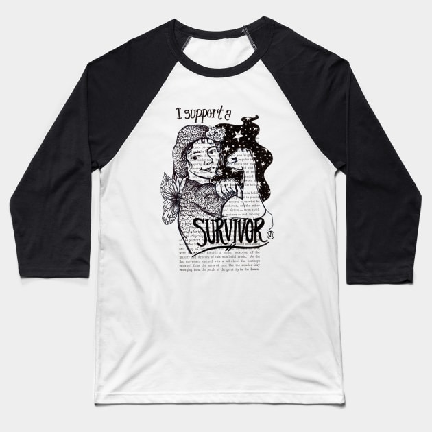 I Support a Survivor Baseball T-Shirt by Polkadotdreamer